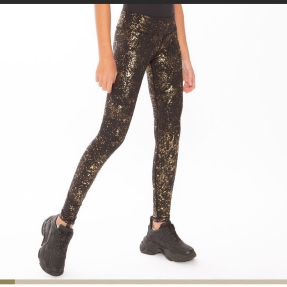 Ivivva by Lululemon Rhythmic gold foil Leggings